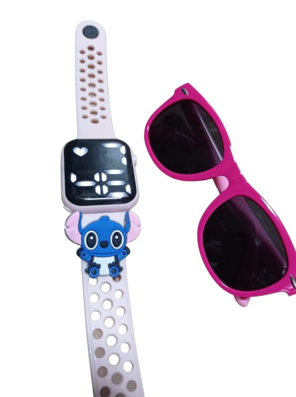 Lilo Stitch Reloginho Mais Oculos De Sol Rosa - Image 3